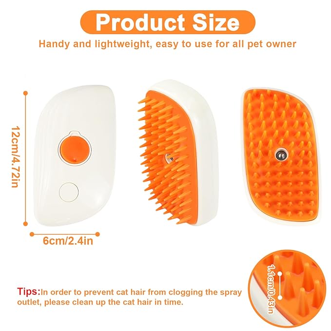 Nepfaivy Cat Steam Brush for Shedding - Steamy Cat Brush for Indoor Cats, Rechargeable Steaming Dog Brush, Pet Spray Hair Removal Comb for Massage, Spritz Defur Comb Mist Water Steamer