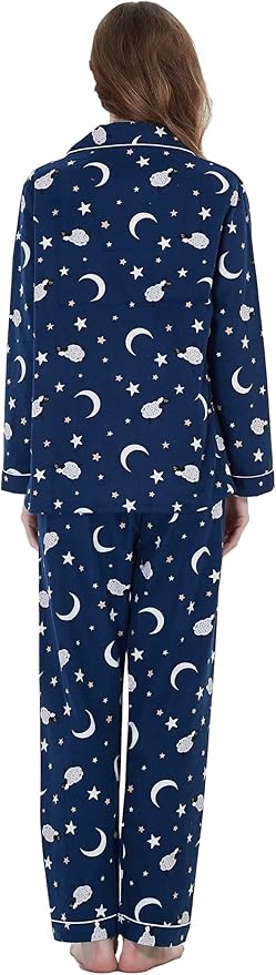 GLOBAL Flannel Pajamas for Women 2-Piece Comfy and Cozy Flannel Pj Set Cotton Loungwear