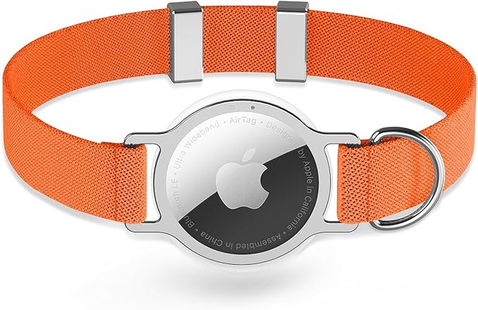 AirTag Cat Collar,Ultra Elastic Cat Tracker Collar with Apple Air Tag Holder, [Lightweight][Scratch Resistant] Stepless Adjustable GPS Pet Collar for Cats Kittens (Orange)