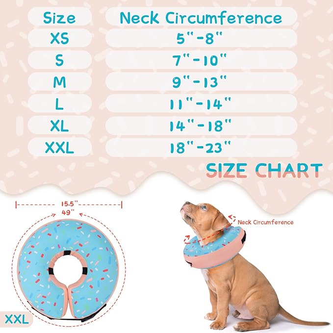 Supet Inflatable Dog Cone Collar Alternative After Surgery, Dog Neck Donut Recovery E Collar for Neuter, Soft Pet Cone for Small Medium Large Dogs