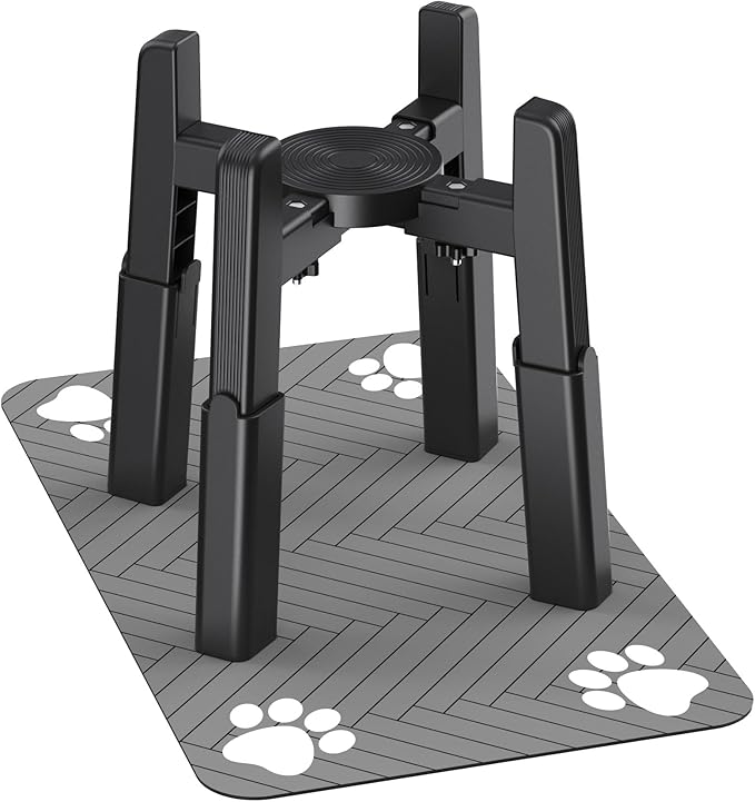 CZPET Dog Bowl Stand with Mat with Adjustable Height and Width, Raied Elevated Water & Food Feeder for Medium & Large Dogs, Stable and Anti-Slip