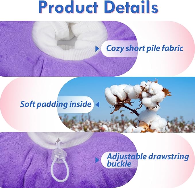 Lightweight Soft Cat Cone After Surgery, Adjustable Donut Collar with Drawstring Buckle, Scratch Resistant, Machine Washable, Suitable for Head/Foot Wounds Recovery, Purple Large