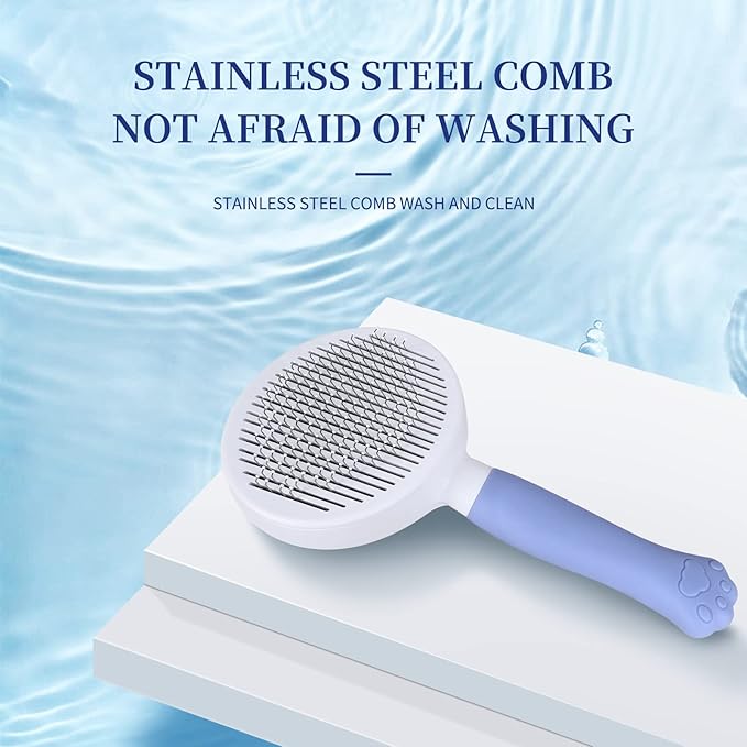 Cat Brush cat grooming supplies Gently Removes Loose Undercoat Mats, Tangled Hair and Soothes Skin. Ideal for Long and Short Haired Pets. (Blue)