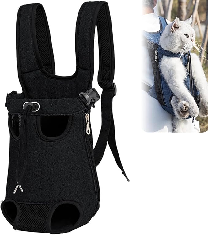 Portable Pet Carrier Backpack, Adjustable Pet Front Cat Dog Carrier Backpack Travel Bag for Small Medium Dogs Cats Puppies, Cat Backpack Carrier for Hiking Cycling (K, M)