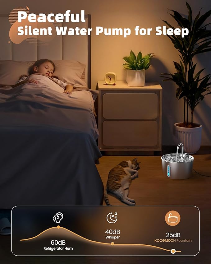 Cat Water Fountain Stainless Steel: Cat Fountain for Drinking - Automatic Pet Water Fountain for Cats Inside - 3.2L Dog Water Dispenser Cat Drinking Supplies Metal Kitty Spout Animal Waterer Bowl