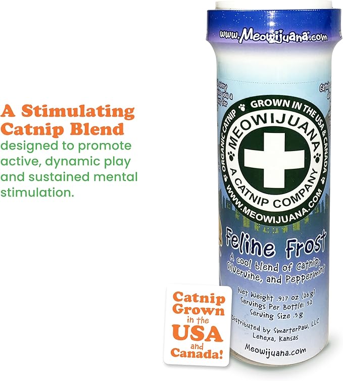 Meowijuana | Feline Frost Catnip Holiday Blend | Premium Organic Catnip | Grown in North America | Perfect for Cat Toys | Fresh Catnip for Extended Playtime