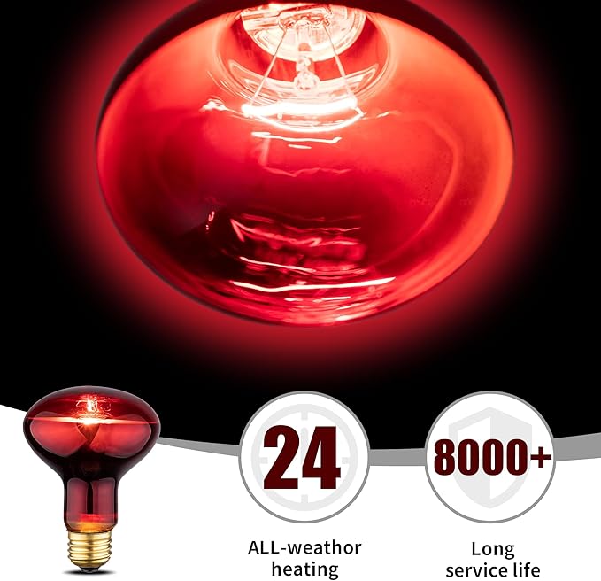 Reptile Heat Lamp Bulb, 100W Infrared Heat Light Bulbs, Red Basking Spot Lightbulb for Snake, Tortoise, Bearded Dragon, Lizard, Chicks, Turtle, Chickens, Pets - 2 Pack