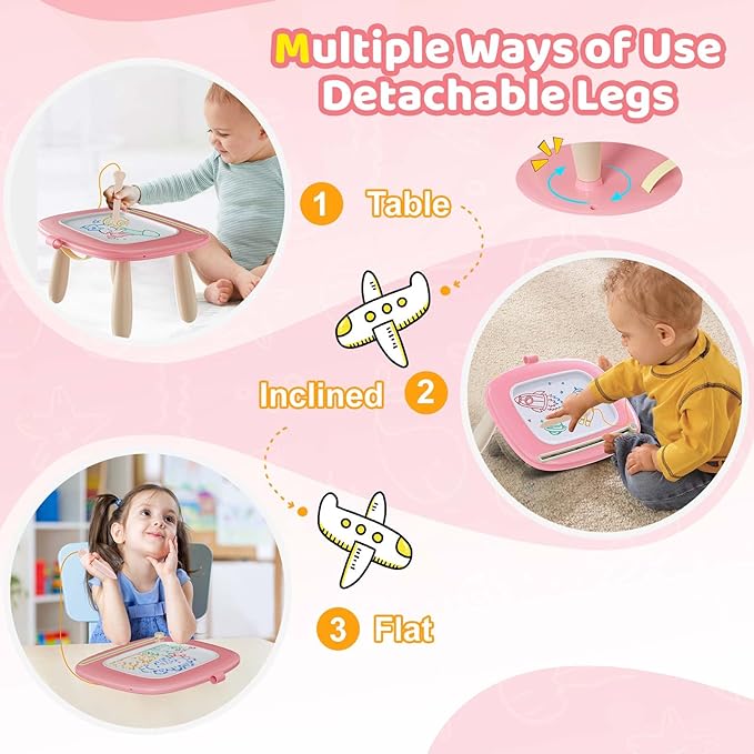 Kikidex Magnetic Drawing Board, Toddler Girl Toys for 1-2 Year Old, Doodle Board Pad Learning and Educational Toys for 1 2 3 Year Old Baby Kids Birthday Gift(Soft Pink)