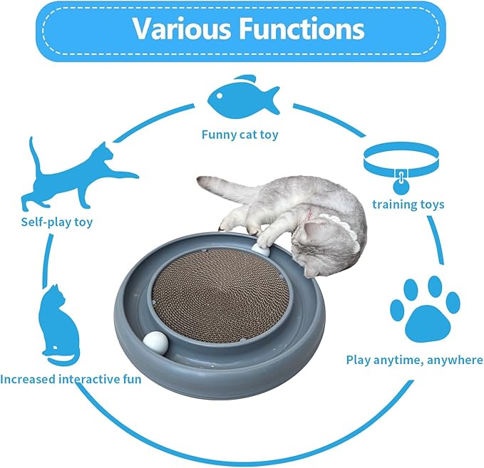 Cat Ball Toy Cat Track Balls Replacement Track Balls for Turbo Round Scratcher Toy (4 pcs), White