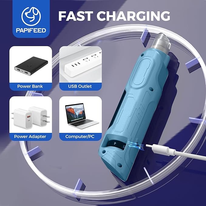 PAPIFEED High Torque Dog Nail Grinder Quiet - 6-Speed Adjustable Pet Nail Trimmer with 2 LED Lights & Dust-Proof Cover, Powerful Motor for Large/Medium/Small Dogs & Cats, Rechargeable - Dark Blue