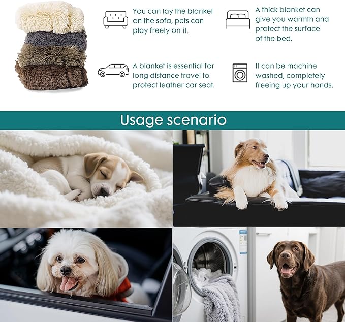 gogobunny Waterproof Dog Blanket for Large Dogs, Cats, Puppy, Reversible Faux Fur Pet Throw Blanket, Washable, Calming Furniture Protection for Sofa Bed (60x80 Inch (Pack of 1), Chocolate)