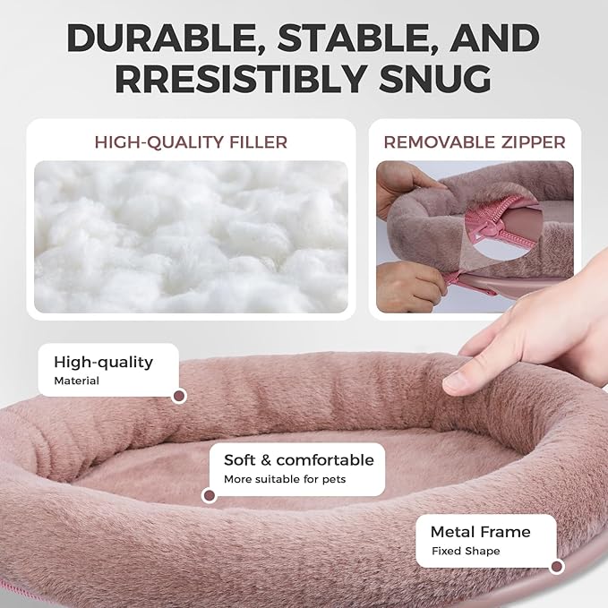 Rotating Cat Desk Bed - 40 LBS Chair-Side Cat Sleeping Basket with Bed for Desk, 360° Swivel & Removable Washable Cushion for Office Comfort(Brown