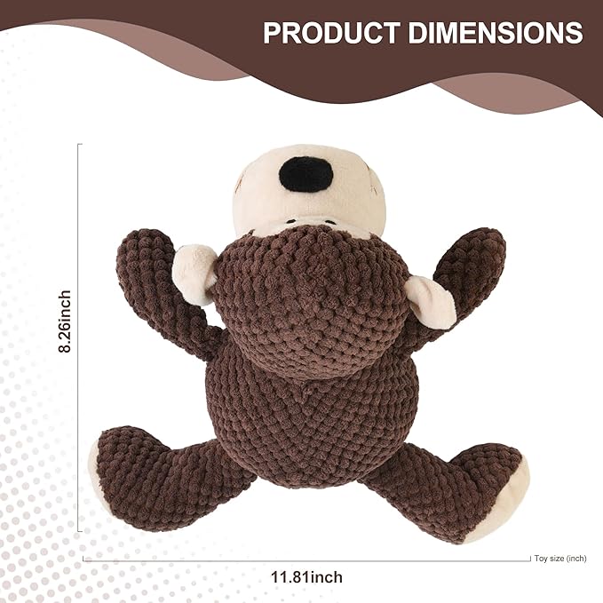 Dog Squeaky Stuffed Plush Chew Toys,Cute Monkey Pet Toy for Small Medium Large Dogs Comfort Toys for Anxiety Relief