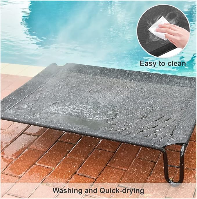 pettycare Elevated Dog Bed Cot, Raised for Large Dogs, No Screws, Stable Frame & Durable Supportive Teslin Recyclable Mesh, Breathable, Indoor &Outdoor Pet Beds, Fits up to 35 lbs, 28x22x8 ''es