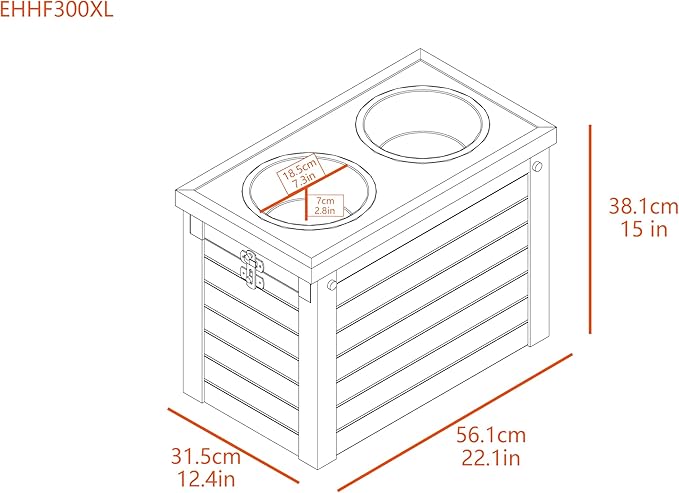 New Age Pet® ECOFLEX® Elevated Dog Feeder with 2 Stainless Steel Bowls and Sliding Lid Storage Bin