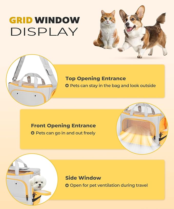 Small Dog Sling Carrier, Front Facing Dog Carrier Sling, Hands Free Pet Carriers Bag with Padded Adjustable Strap and Poop Dispenser Machine Washable for Small Dogs Cats Travel Outdoor-Grey