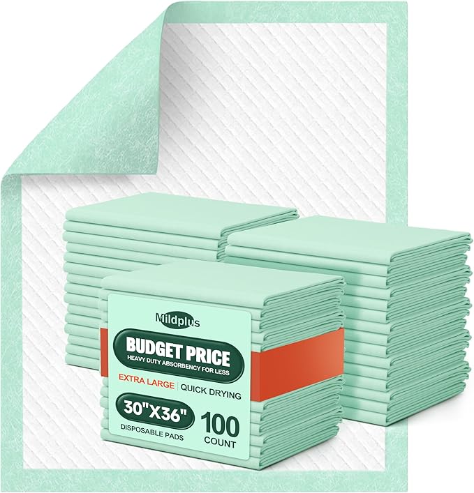 100 Count Disposable Bed Pads , 30x36 Inch Extra Large Incontinence Underpads | Heavy Absorbency 90 Grams Pee Pads for Adult, Senior, Baby & Pet Care (No Adhesive)