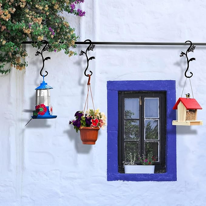 Hummingbird Bird Feeder Hanger Hooks for Outdoors Hanging, Shepherds Hanging Plant Hooks, S Garden Fence Hooks for House, Wind Chimes, Flower Basket(2PCS/Butterfly)