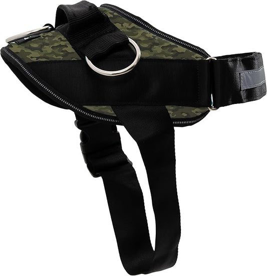 ShawnCo Essential Dog Harness, No-Pull Pet Vest with 3 Leash Clips, No Choke, Reflective, Adjustable and Padded, for Easy Walking and Training for Small, Medium and Large Dogs (Military Camo, M)