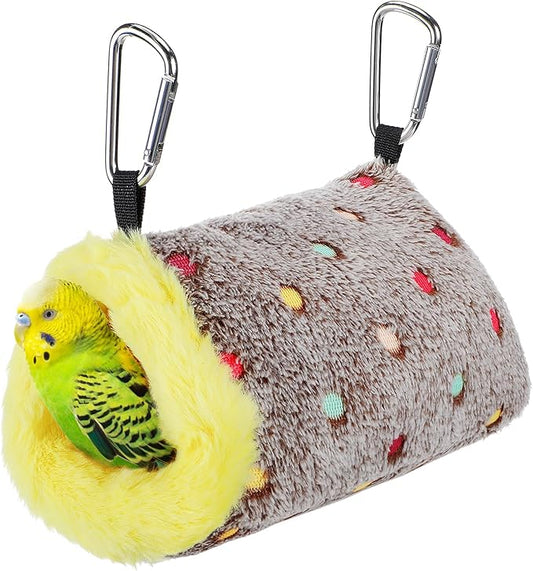 MEWTOGO Small Winter Warm Bird Nest for Cage - Comfortable Birds Bed with Support Plate, Hanging Shed Hideaway Hammock Hut Gift for Macaws African Grey Amazon Parrots