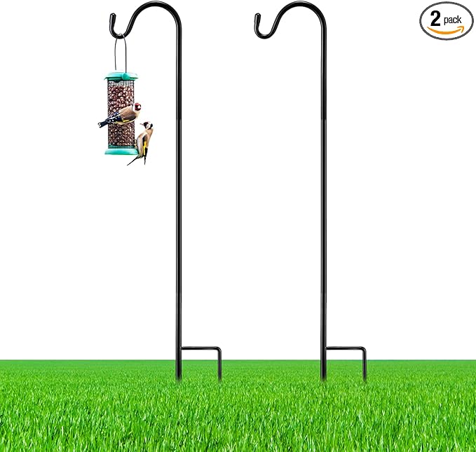 2 Pcs 45 Inch Shepherds Hook for Outdoor Adjustable Bird Feeder Pole Metal Steel Shepard Hooks for Hummingbird Stand Feeder Pole for Garden Plant, Lantern, Hanging Wedding Decor