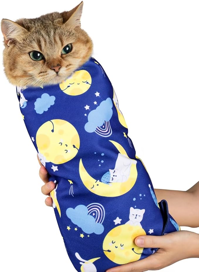 Paw Legend 21.7" Cat Wrap for Grooming Cat Wrap for Cutting Nails Cat Restraint for Nail Clipping Self Adhesive Blanket Restraint Cloth for Cats