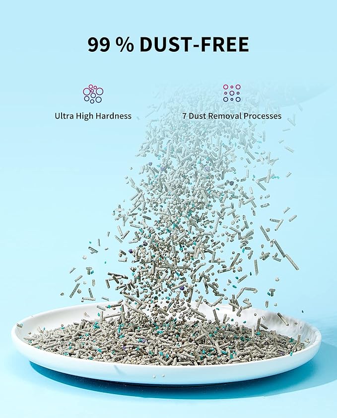 PETKIT Mixed Cat Litter Fast Clumping, Flushable, Ultra Absorbent, 100% Natural Ingredients Litter, Water Dissolvable, Really Dust-Free, Low Tracking Bentonite Tofu Litter (7.9lb×2 Bags)
