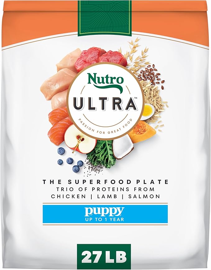 Nutro Ultra High Protein Dry Puppy Food, Trio of Proteins from Chicken, Lamb and Salmon, 27 lb Bag