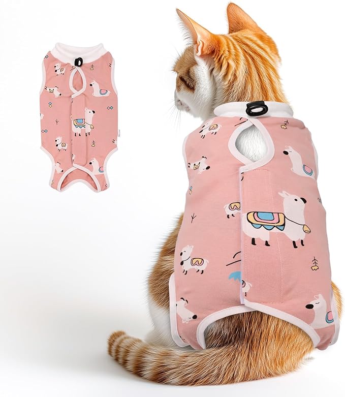Cat Recovery Suit for Spay Abdominal Wounds Female, Cat Onesie for Cats After Surgery, Pet Surgery Recovery Suit Kitten Onesie for Cats Anti Licking (Alpaca Pattern（1PCS）, Medium)