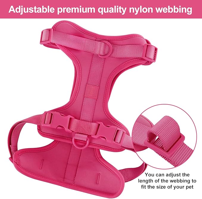 Wisedog No Pull Lightweight Dog Vest Harness with Soft and Comfortable Cushion, Breathable Mesh, for Small Medium Large Dogs Walking (S(Neck: 9.84"-14.17";Chest: 14.17"-22.05"), Peacock Pink)
