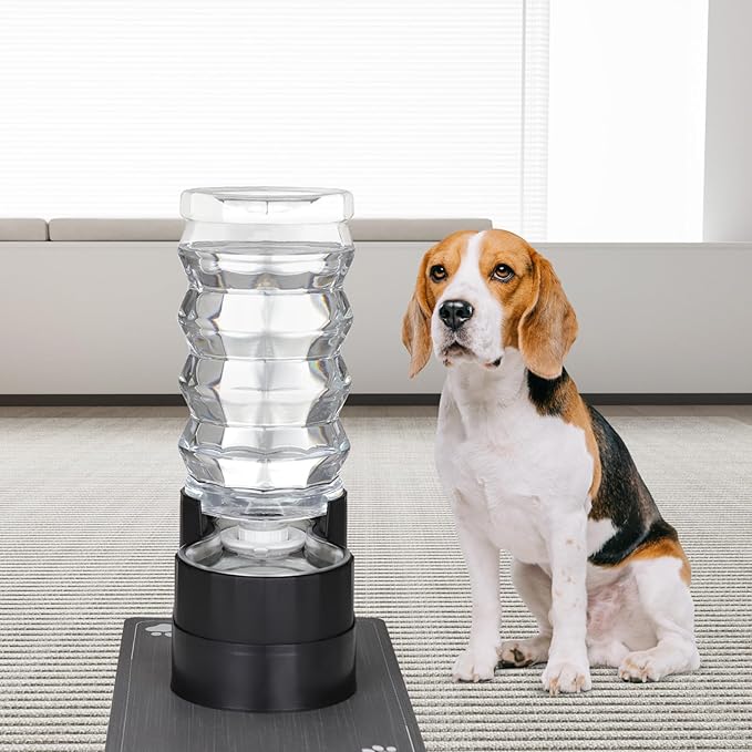 RIZZARI Dog Water Dispenser Bowl: 9L Large Black Automatic Stainless Steel Pet Feeder - for Dogs Good for Joint Health - Garden Garage