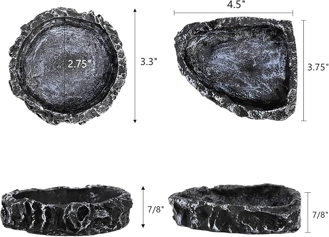 Frcctre 4 Pack Reptile Food Dish with Feeding Tongs, Resin Reptile Water Dish Food Bowl Feeding Terrarium Bowl for Leopard Gecko Lizard Tortoise Frog Bearded Dragon Chameleon