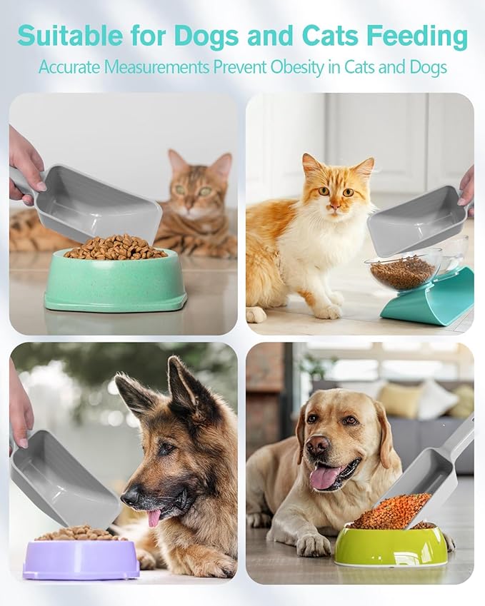 2 Cup Dog Food Scoop(2 Pack), Plastic Pet Food Scoop with Measuring Lines for Accurate Pet Food Portions,Dishwasher Safe (Gray)