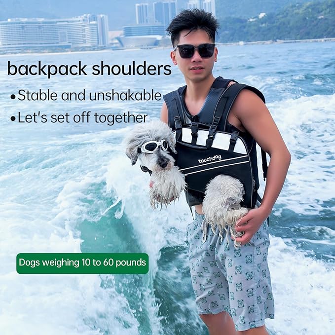 Dog Backpack Carrier for Large Dogs - Hands-Free Pet Travel Pack with 6-Point Safety System, Waterproof & Reflective Design for Motorcycle, Hiking, Surfing (Khaki Color, Medium)