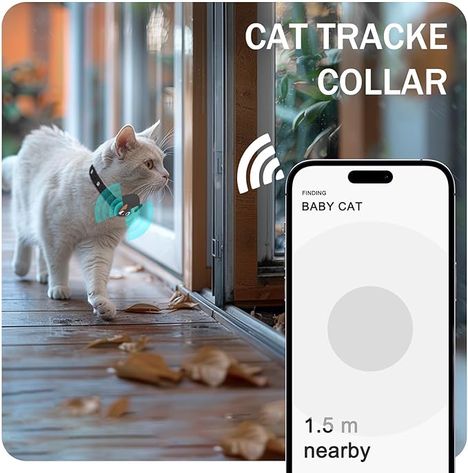 Airtag Cat Collar Breakaway, Reflective Kitten Collar with Apple Air Tag Holder and Bell for Girl Boy Cats, Lightweight Cat Collars for Apple AirTag, Hidden GPS Tracker Holder for Cats, Black (9-13")