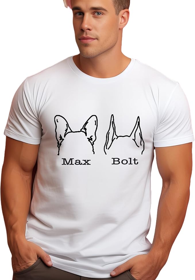 Custom Dog Mom Shirt for Women Pet Ears Sweatshirt with Name Unique Puppy Line Art Cute Dad Hoodie for DogDad Owner Lover