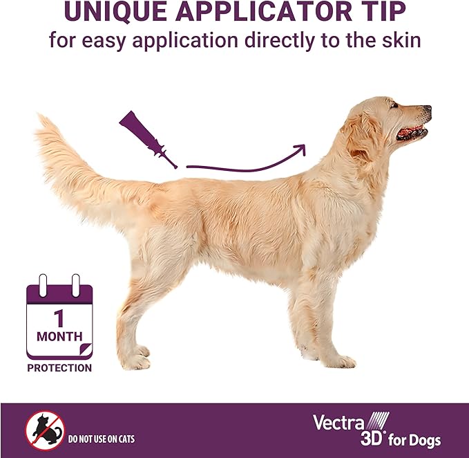 Vectra 3D for Dogs Flea, Tick & Mosquito Treatment & Prevention for Large Dogs (56 to 95 lbs) , 3 month supply