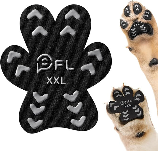 Anti Slip Dog Paw Protector Pads for Senior Dogs, Paw Pads for Dogs Traction, Disposable Self Adhesive Paw Grips for Old Dog on Slippery Hardwood Floor, Black 12 Sets (48pcs) XXL (61-80lbs)