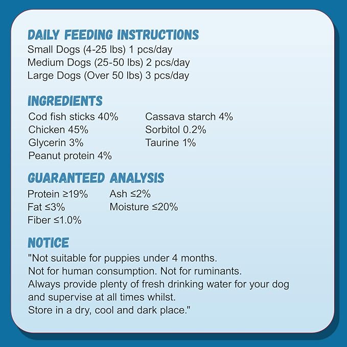 Dog Treats Chicken Wrapped Cod Sticks, Natural Chicken Cod Jerky Treats Rich in Omega-3, High Protein Chewy Training Treats Dog Snacks for Small Medium Large Dogs, 15-17 Counts, 10.6 oz