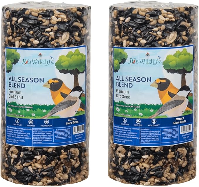 JCs Wildlife All Season Blend Premium Bird Seed Small Cylinder, 1.75 lb (2 Cylinder)