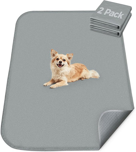 FXW Washable Pee Pads for Dogs, Puppy Pads with Super Absorbent, Specifically Designed for 24inch Cages, 23" × 17" Rectangle, Gray, 2 Packs