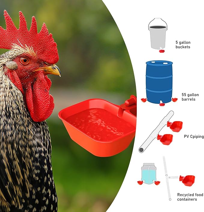 XL Chicken Waterer Cups – 4 Pack Large Automatic Chicken Water Cups for Chicken Coop & Chicken Coop Accessories, Ducks, Geese & Turkeys