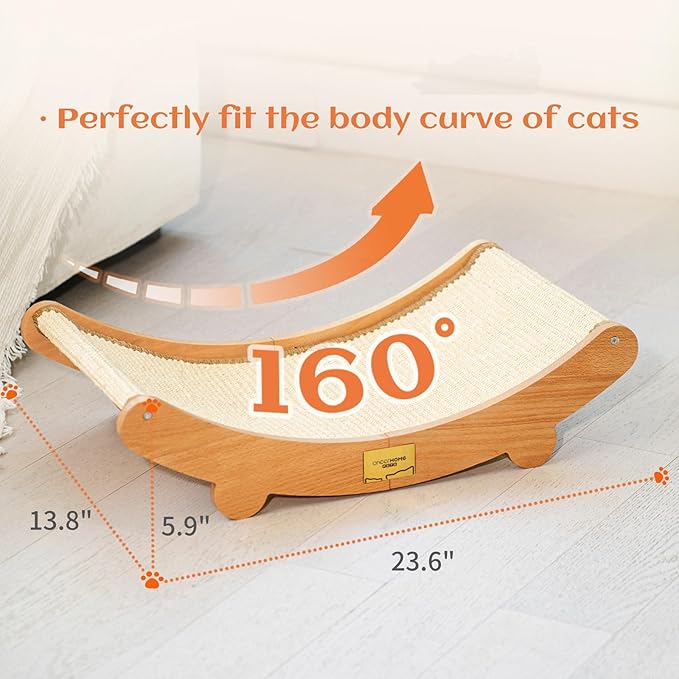 Sisal Cat Scratcher Bed for Indoor Cats Hammock for Scratching Pad Cat Chair Nartural Sisal Scratch Post for Large Cats Scratcher Lounge, Wooden Cat Furniture(Standard Edition)