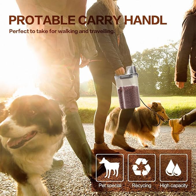 Upgraded Dog Food Storage Container Small, Cat Food Container Airtight, Pet Food Container Dispenser with Pour Spout, Measuring Cup and 4 Seal Buckles for Dogs, Cats, Birds (Grey)