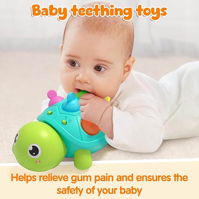 Vanmor Baby Toys 6–12 Months, Musical Turtle Infant Toy, Teething Toy with Music, Crawling Walking Toys for Babies, Early Learning Educational Toy with Light & Sound, for Newborns