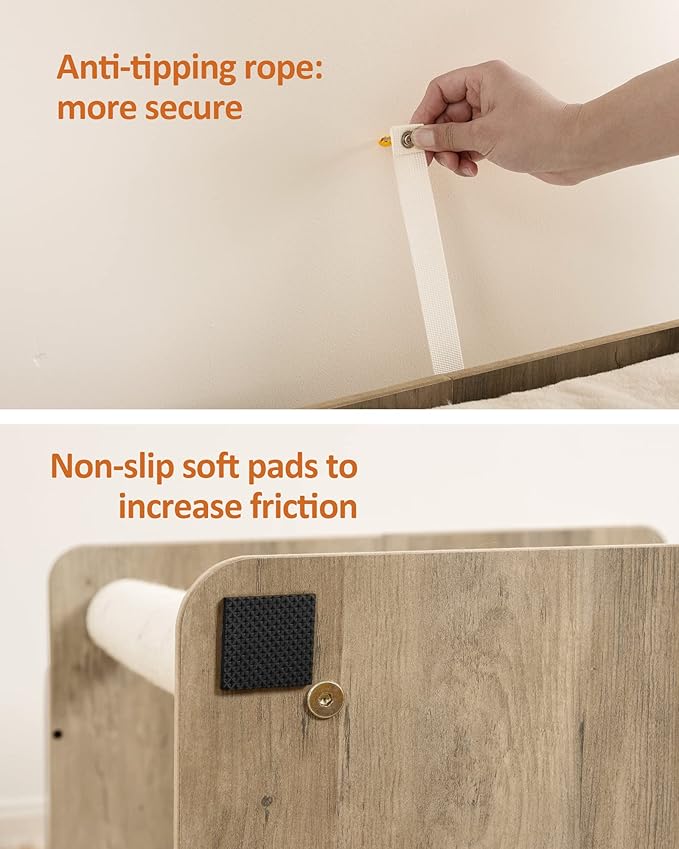 FourFurPets 26.7in Large Cat Tree Tower Condo, Cat Scratch Posts for Indoor Cats, Big Plate, Three 23.6in Full Sisal Scratching Posts, Greige