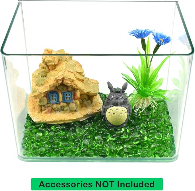 WAYBER Glass Stones, 1Lb/460g Irregular Sea Glass Pebbles Non-Toxic Artificial Gemstones for Vase Filler/Handmade Gift/Terrarium Flowerpot Aquarium Turtle Tank Decoration, Green