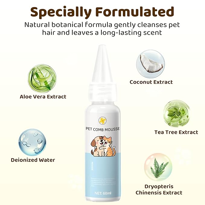 Steam Cat Brush, 6-in-1 Dog Brush Spritz Defur Comb with Pet Waterless Shampoo, Steamy Skin Friendly Deshedding Grooming Tool, Suitable for Shedding & Haired Pets, Pet Supplies Accessories, White