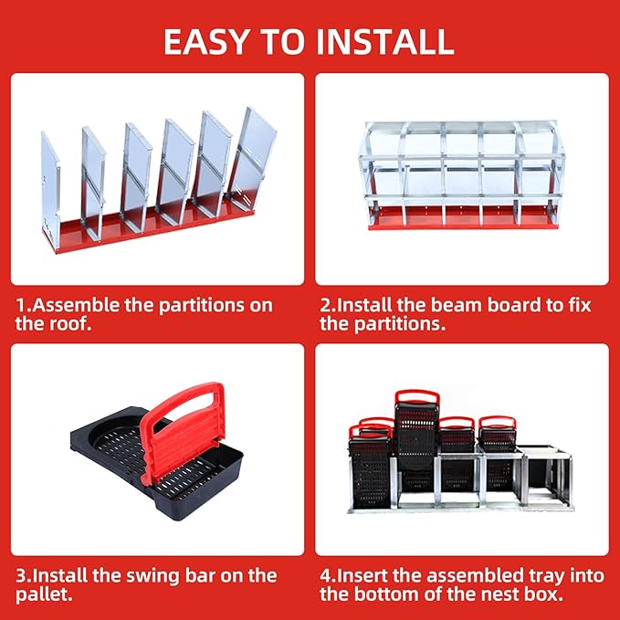 Chicken Nesting Box, 6 Hole 2 Layer Hen Nest Box, Roll Away Eggs Laying Box,Cleanable Pull Out Hen Roosting Box