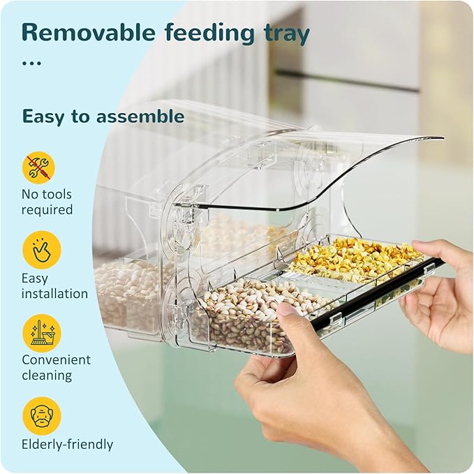MrCrafts Window Bird Feeder with Strong Suction Cups, Clear Window Bird feeders for Viewing, Bird Feeders for Outdoors Outside,Multiple Bird Types